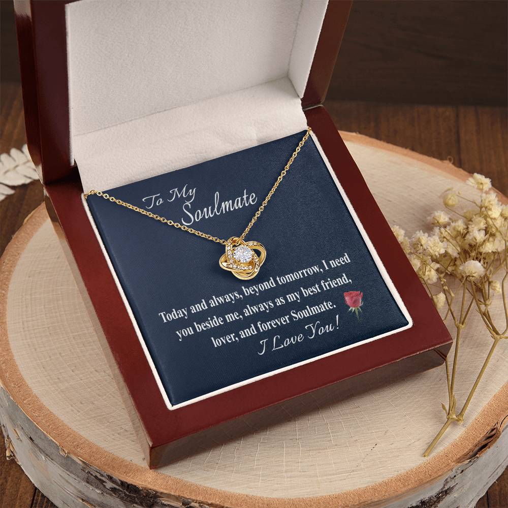 To My Soulmate Message Card Necklace  For Wife Girl Love Knot Necklace
