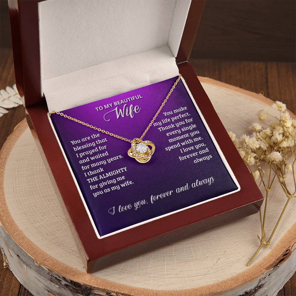 Love Knot Necklace - To My Beautiful Wife Love Knot Necklace