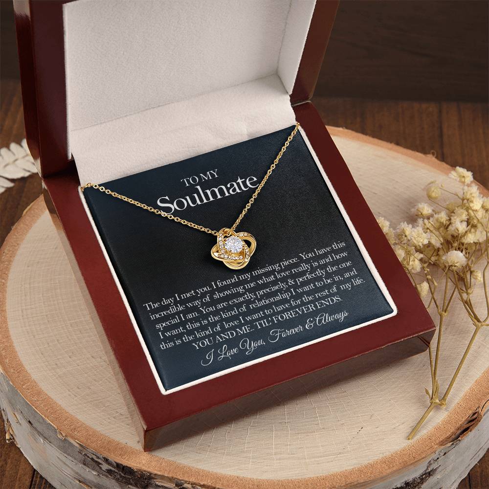 To My Soulmate Necklace Gift For Girlfriend From Boyfriend Girlfriend Birthday Anniversary Gift Love Knot Necklace
