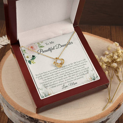 To My Daughter Necklace Gift For Daughter From Mom Sentimental Gift Love Knot Necklace