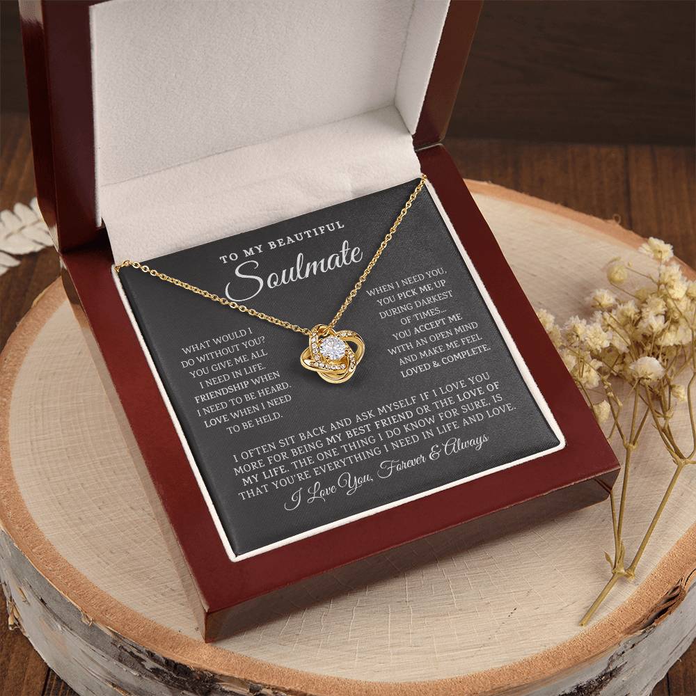 To My Beautiful Soulmate Necklace Gift For Girlfriend Anniversary Birthday Gift Sentimental Gift Love Knot Necklace