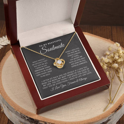 To My Beautiful Soulmate Necklace Gift For Girlfriend Anniversary Birthday Gift Sentimental Gift Love Knot Necklace