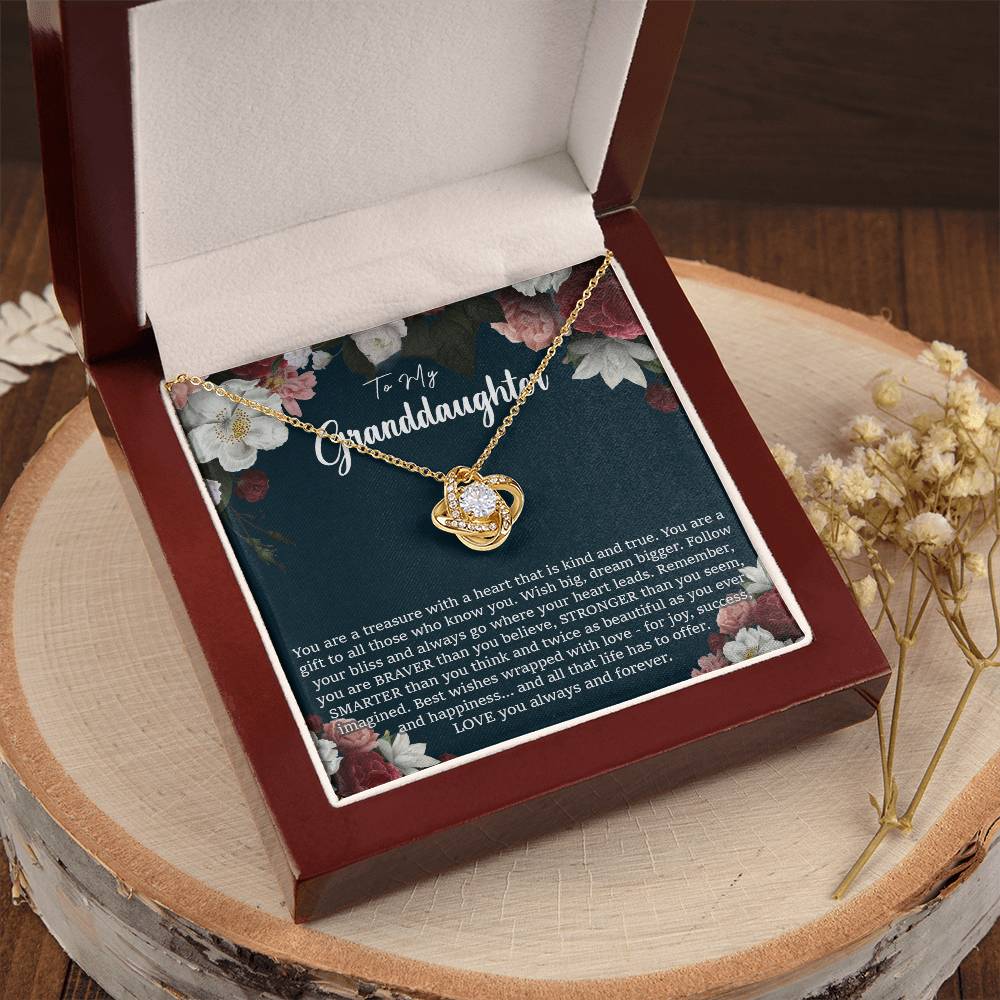 To My Granddaughter Necklace Granddaughter Gift From Grandma Birthday Graduation Gift Love Knot Necklace