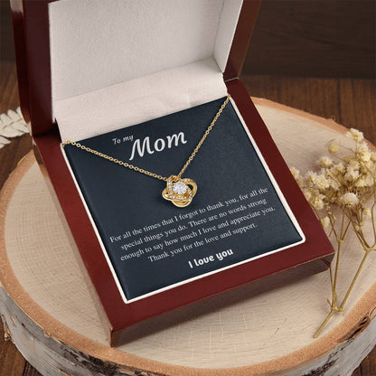 To My Mom - Thank You 1 Love Knot Necklace