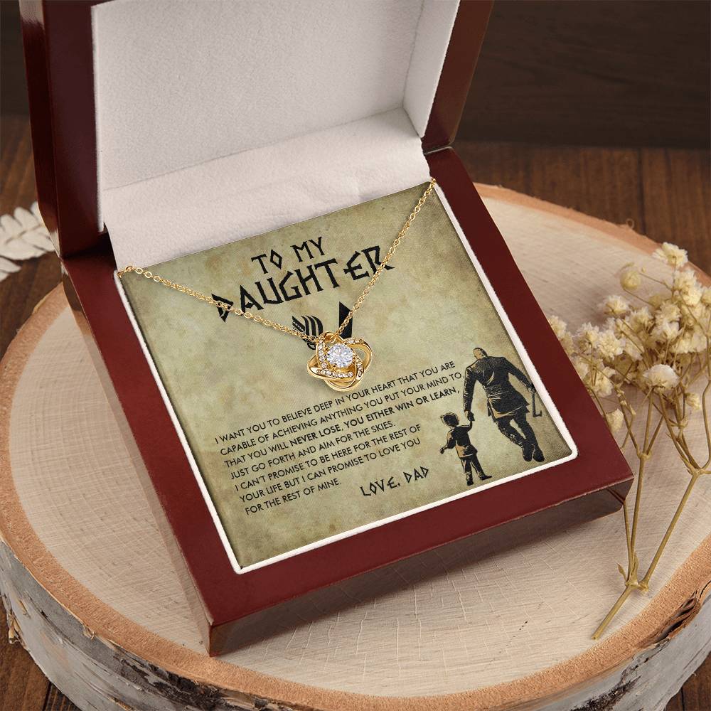 To My Daughter Jewelry With Luxury Box Daughter Birthday Gift Viking Girl  Bold Brave Strong Viking Dad Chr Love Knot Necklace