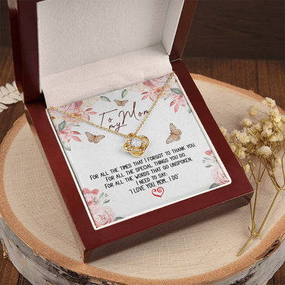 To My Mom Message Card Necklace Gift Necklace For Mom Birthday Gift Necklace For Mom To Mom From Daughter Mom Gift Fr Love Knot Necklace