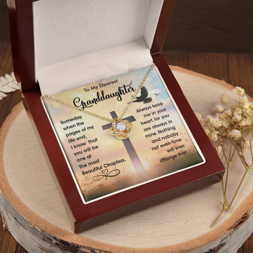 To My Dearest Granddaughter - Heart Melt Message Love Knot Necklace?? Love Knot Necklace