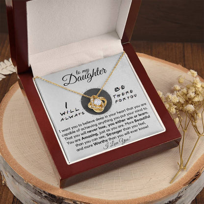 To My Daughters - Always There For You - Gift Ne Love Knot Necklace