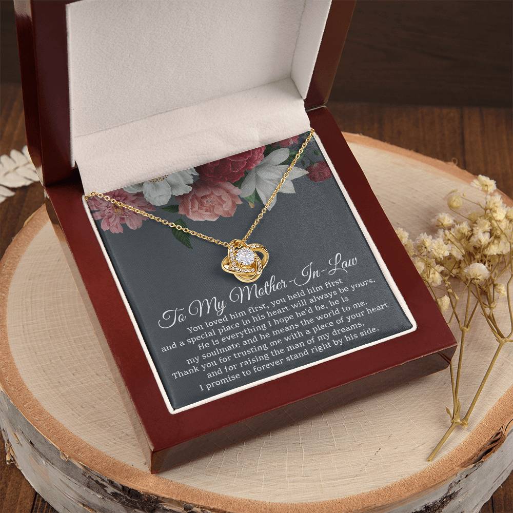 To My Mother-In-Law Necklace Mother Of The Groom Gift Mother In Law Gift From Bride Love Knot Necklace