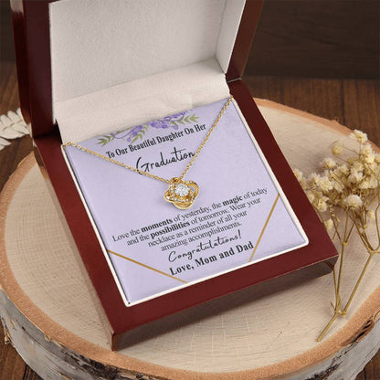 Class Of 2022 Graduation Gift Necklace To Our Beautiful Daughter On Her Graduation To Daughter Gift From Mom And Dad High School Graduation College Grad Love Knot Necklace