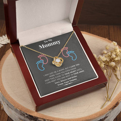 To My Mommy Baby Feet Heart First Time Mom Mom To Be Baby Shower Gift Expecting Mother Pendant Necklace Gift Set New Mom Gender  Love Knot Necklace