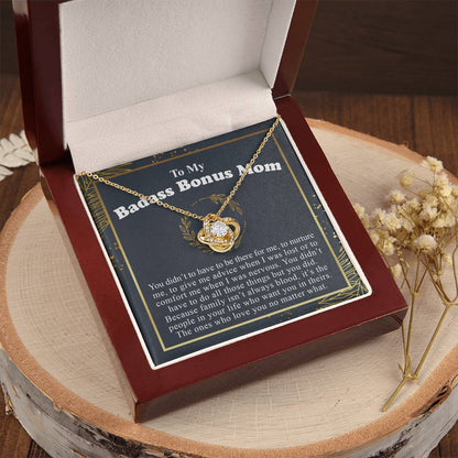 To My Badass Bonus Mom Love Knot Necklace