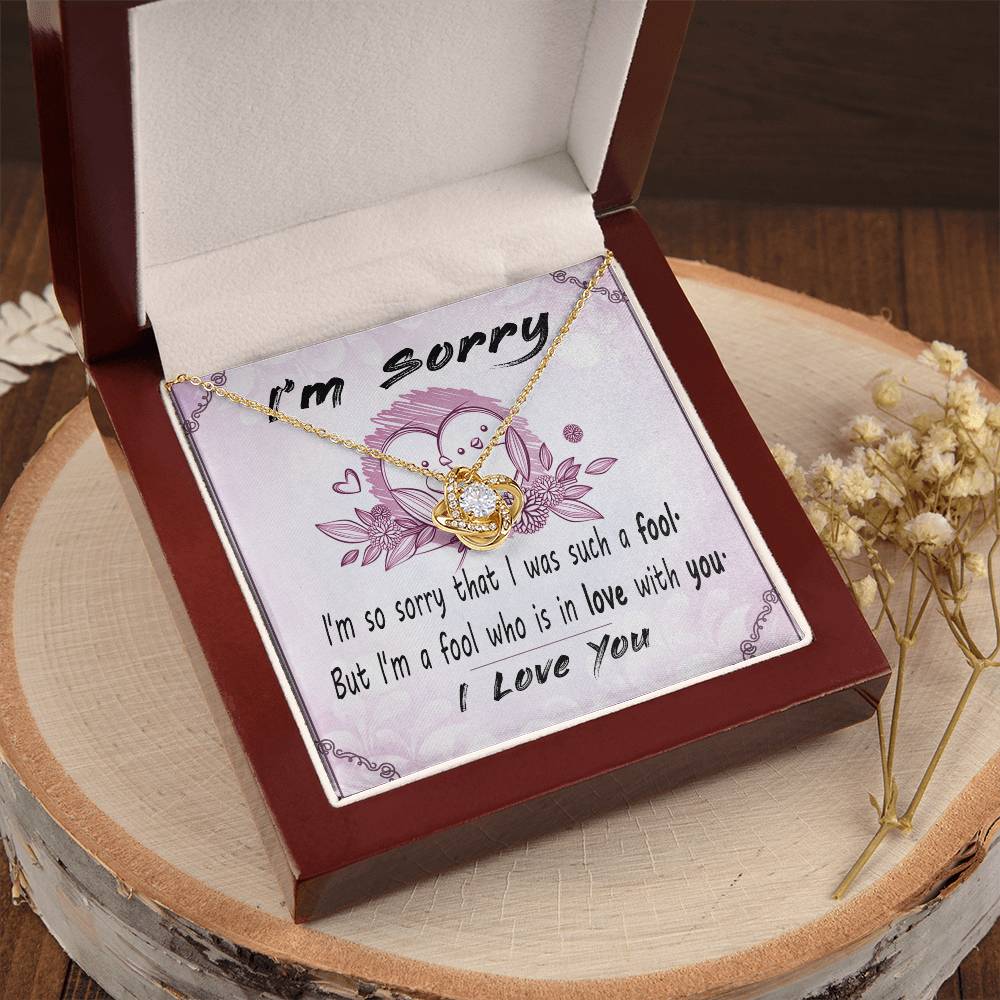 I'm Sorry Message Card Necklace For Wife Apology Gift F Love Knot Necklace