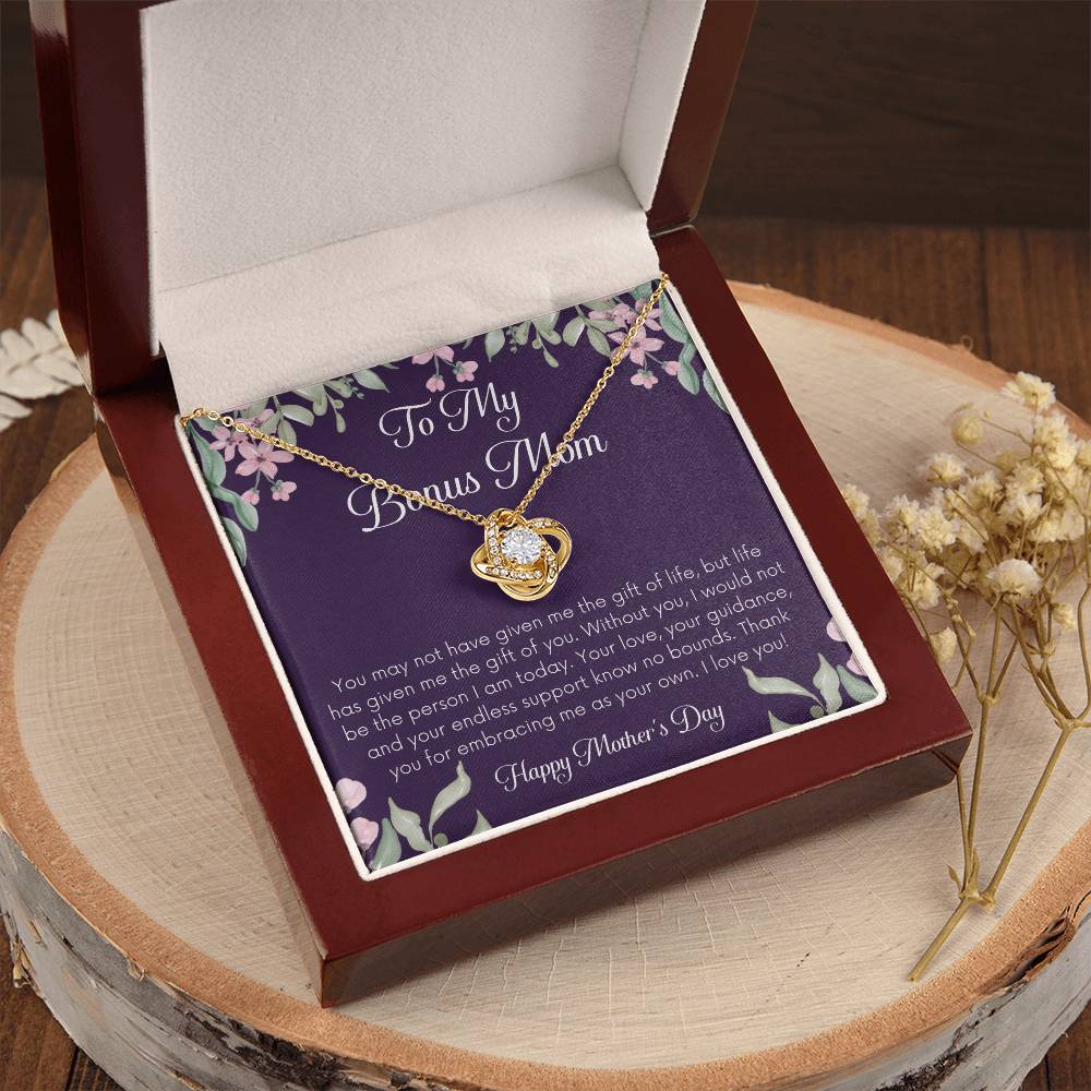 Bonus Mom Necklace Mothers Day Gift Daughterson To Mom Gift Bonus Mom Step Mom Gift Present For Stepmom On Mothers Day Stepmom Gift 1 Love Knot Necklace