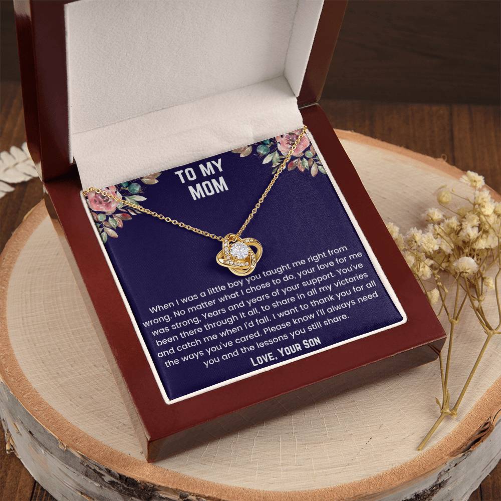 To My Mom- When I Was Little Love Knot Necklace