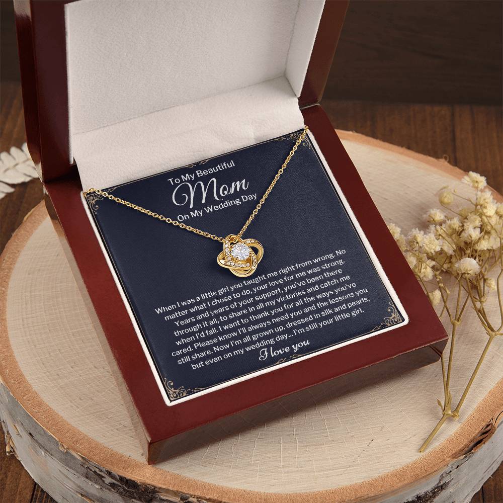 To My Mom On My Wedding Day Love Knot Necklace