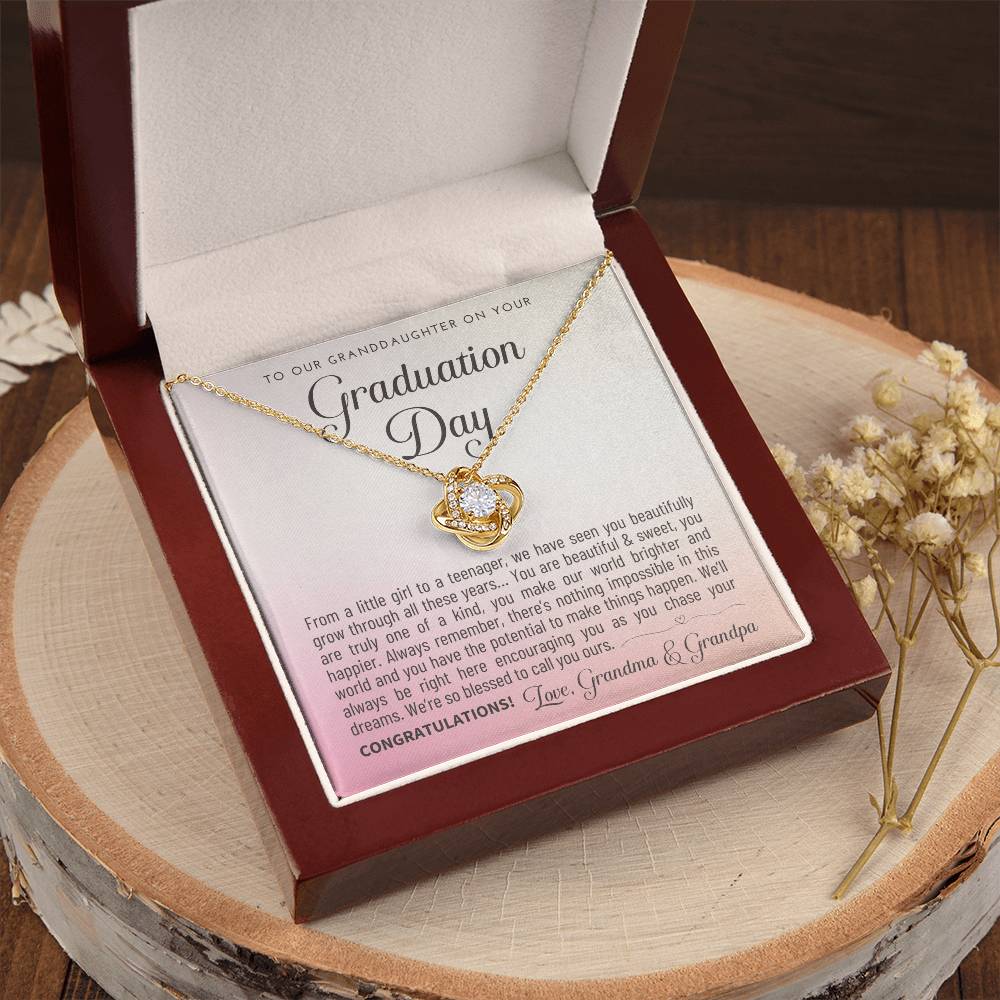 Granddaughter Graduation Gift From Grandma & Grandpa Gift For Granddaughter Graduation Granddaughter Graduation Necklace Lov Love Knot Necklace