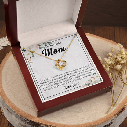 To My Beautiful Mom Necklace Gift For Mom From Daughter From Son Mother's Day Gift Thank You Mom Love Knot Necklace
