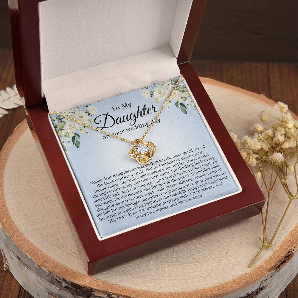 To My Daughter On Your Wedding Day Gift For Daughter On Wedding Day Bride Gift From Mom Daughter Wedding Necklace Love Knot Necklace
