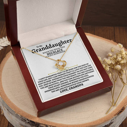 To My Granddaughter Necklace Granddaughter Jewelry Gift From Grandpa Meaningful Gift For Her Love Knot Necklace