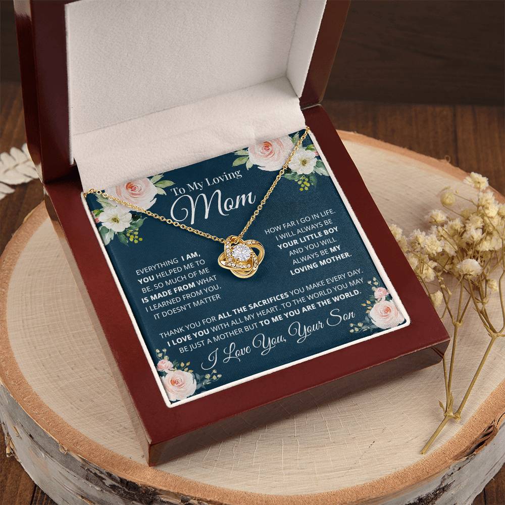 To My Loving Mom Necklace Gift For Mom From Son Mother's Day Gift Mom Birthday Present Love Knot Necklace