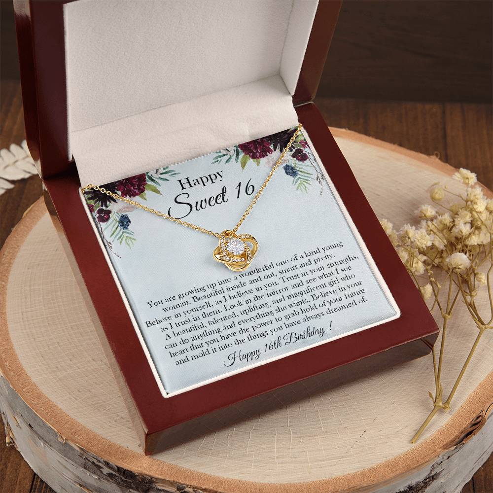 Sweet 16 Gift 16Th Birthday Gift For Her Sweet 16 Necklace Gift For 16 Year Old Girl Love Knot Necklace