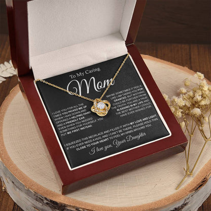 To My Caring Mom Love Knot Necklace