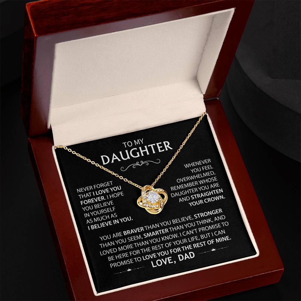 To My Daughter - Never Forget That I Love You Forever Love Knot Necklace