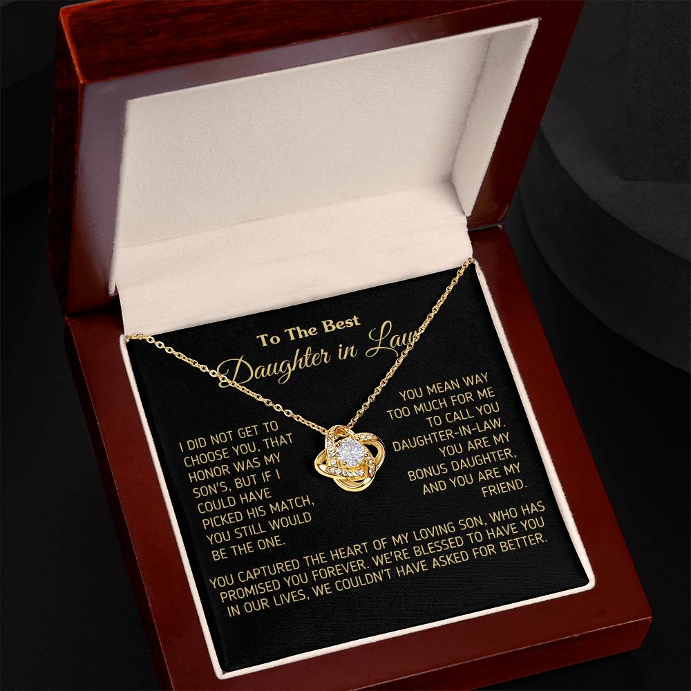 Gift for Daughter In Law You Are My Bonus Daughter, You Are My Friend Necklace Love Knot Necklace