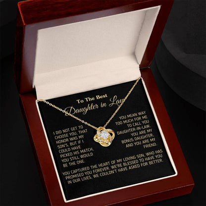 Gift for Daughter In Law You Are My Bonus Daughter, You Are My Friend Necklace Love Knot Necklace