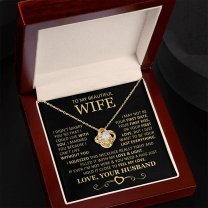 Unique Gift for Wife I Can't Live Without You Knot Necklace Love Knot Necklace
