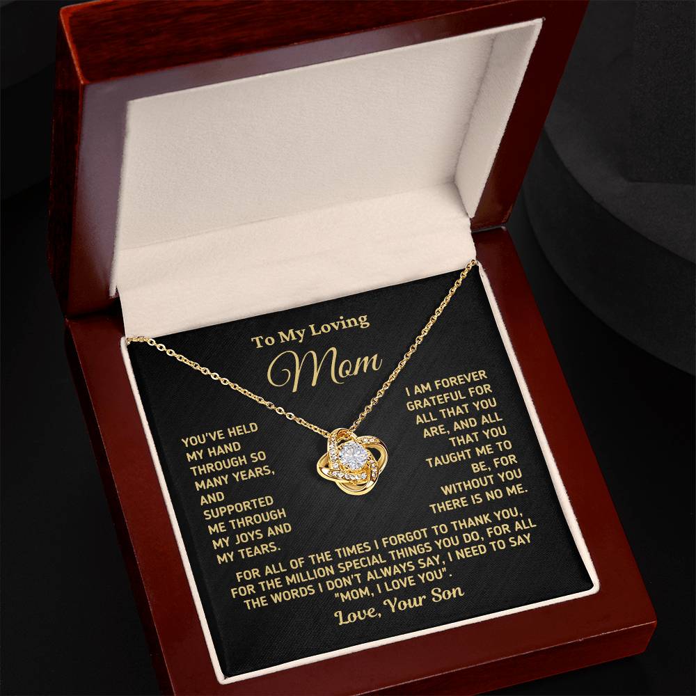 Gift For Mom From Son - Without You There Is No Me Gold Necklace Love Knot Necklace