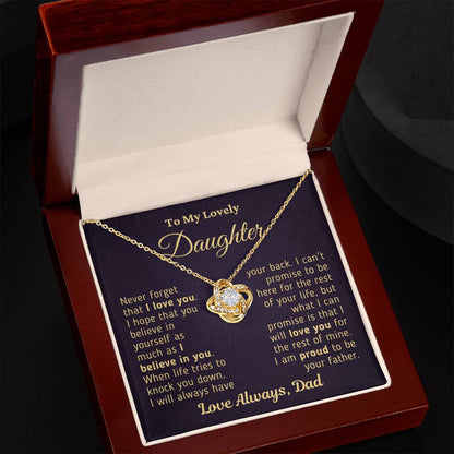 Gift For Daughter Proud To Be Your Father Gold Necklace Love Knot Necklace