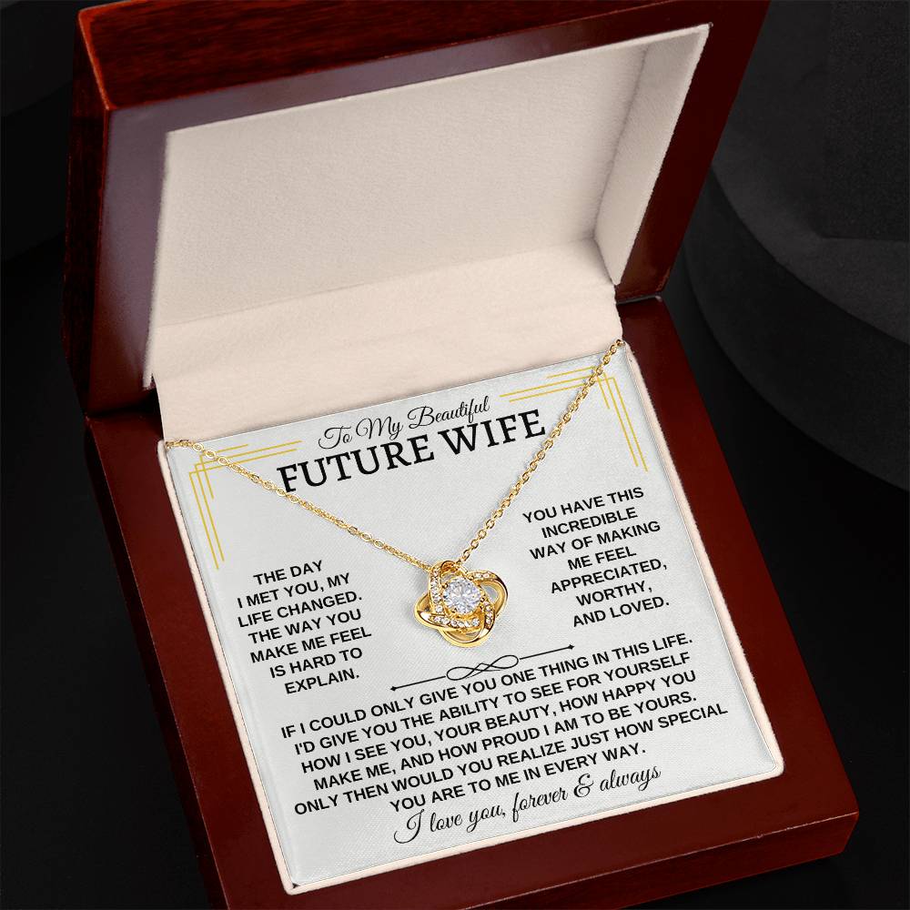 To My Beautiful Future Wife Love Knot Necklace - Love Knot Necklace