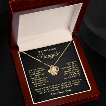 Gift For Daughter Always Keep Me In Your Heart Love Dad Necklace Love Knot Necklace