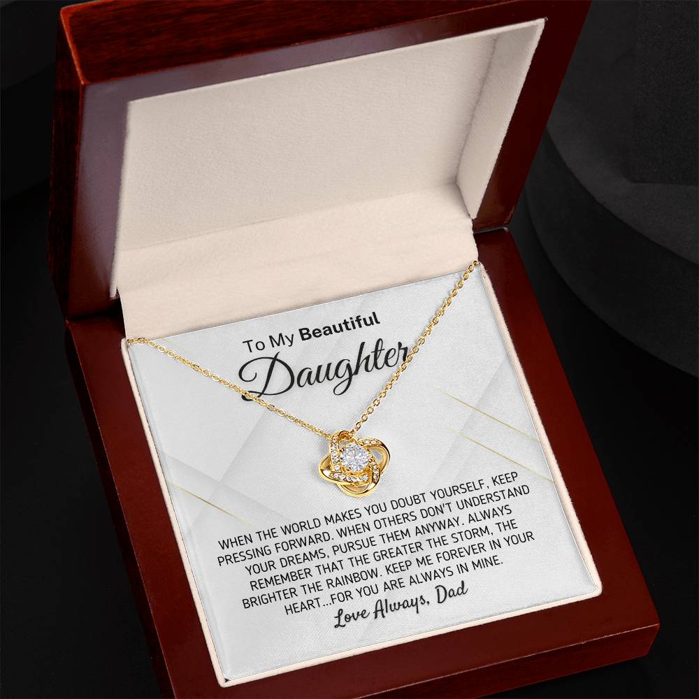 Gift For Daughter - The Greater The Storm Love Dad Necklace Love Knot Necklace