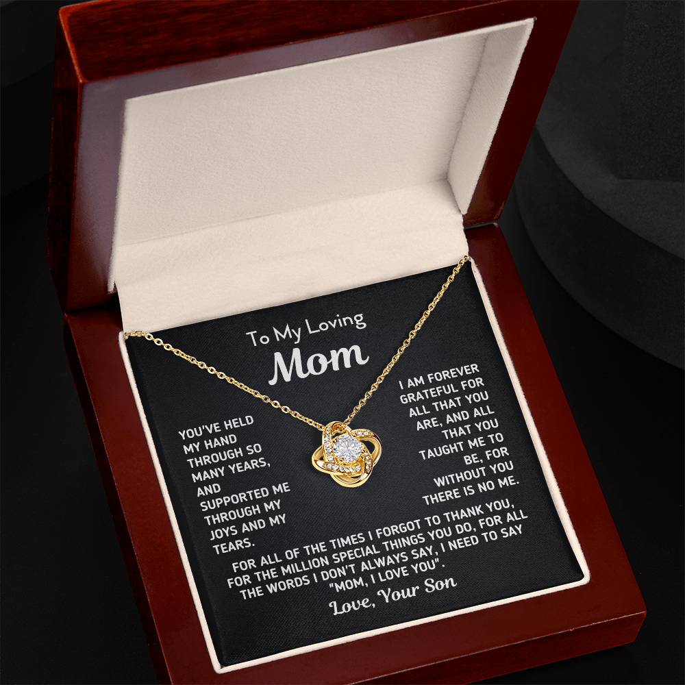 Gift For Mom From Son - Without You There Is No Me Gold Knot Necklace Love Knot Necklace