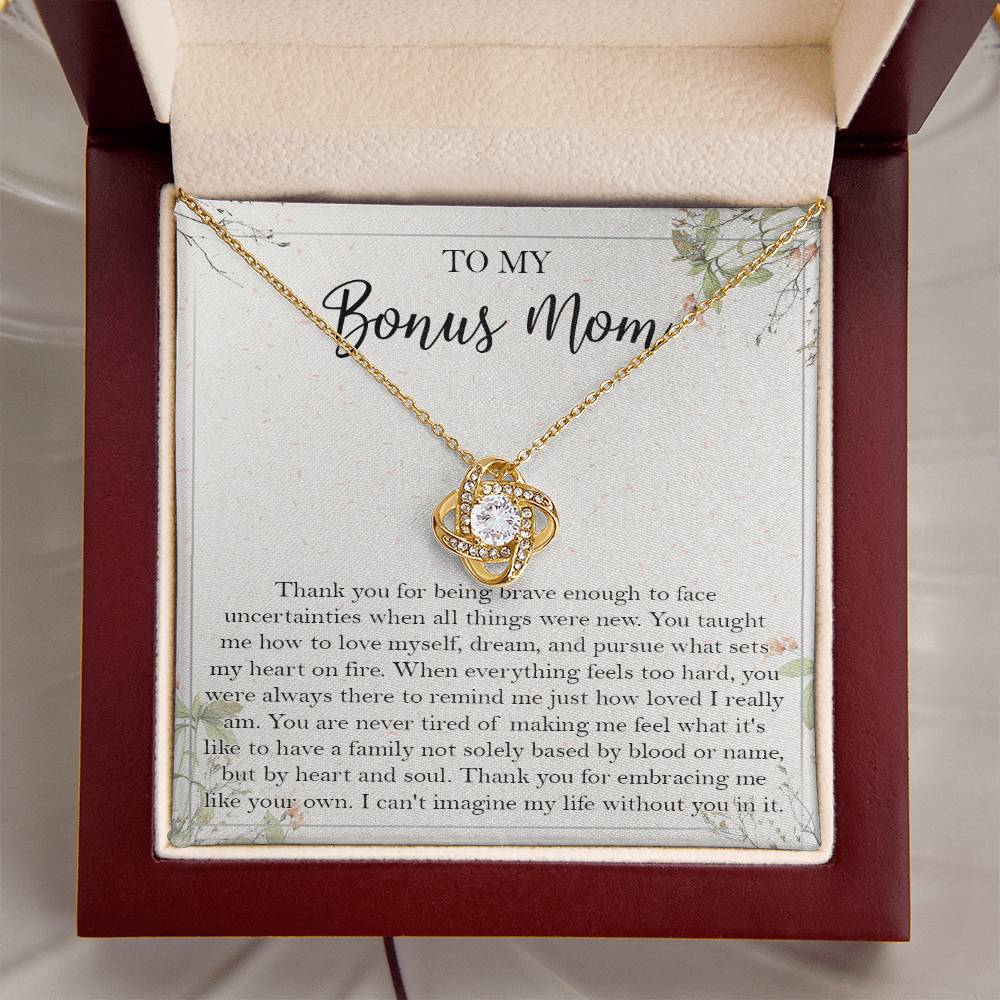 To My Bonus Mom Necklace Gift Bonus Mom Necklace Step Mom Gift For Birthday Unique Message Card From Daughter Son To S Love Knot Necklace