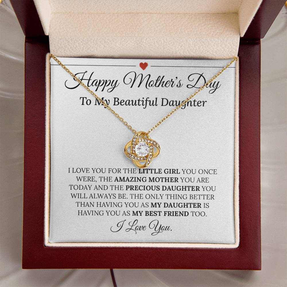 Precious Daughter Mother's Day Necklace Love Knot Necklace