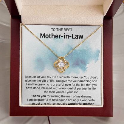 Gift For Mother-In-Law More Joy Grateful Now Love Knot Necklace Love Knot Necklace