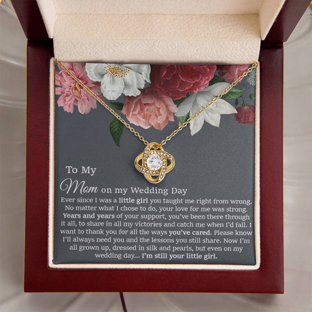 To My Mom On My Wedding Day Gift Wedding Necklace Gift For Mom From Bride Love Knot Necklace