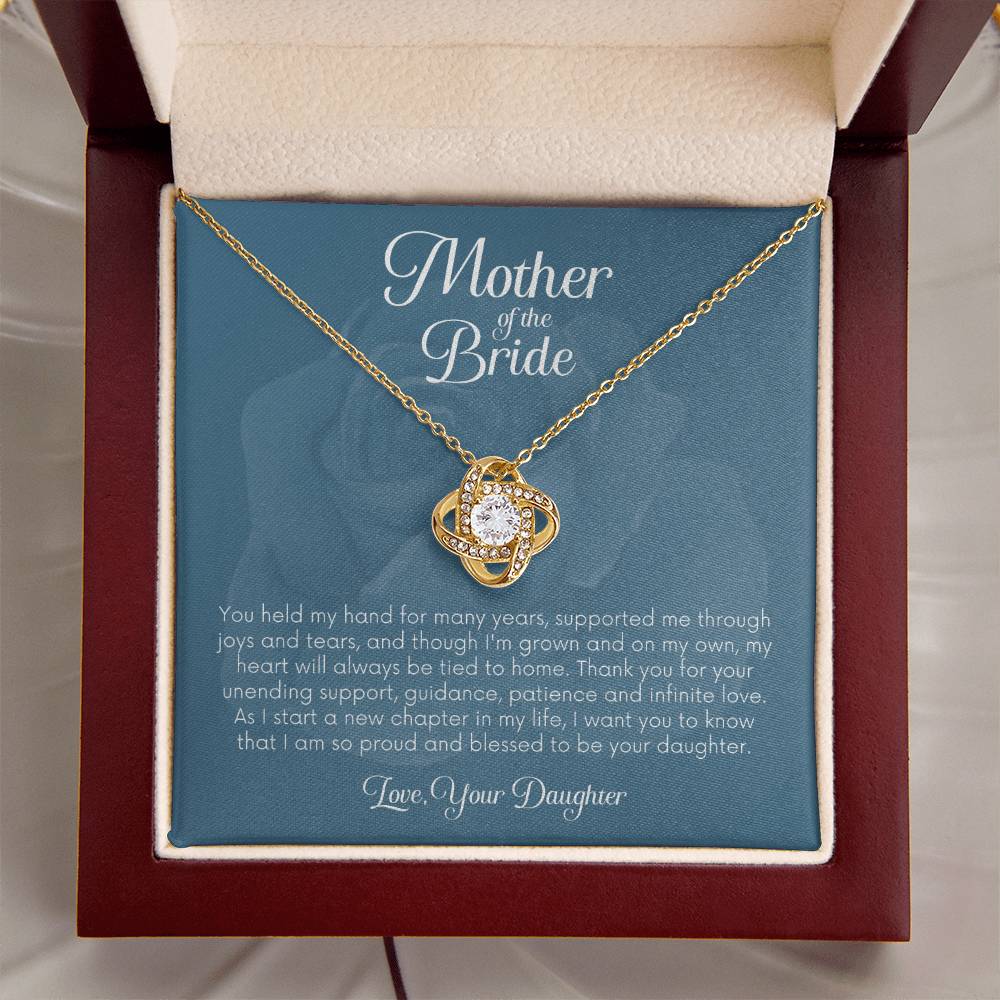 Mother Of The Bride Gift From Daughter Gift For Mom On Wedding Day Mom Gift From Daughter Mother Cross Necklace Jewelry Gift Love Knot Necklace