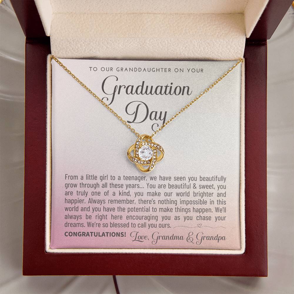 Granddaughter Graduation Gift From Grandma & Grandpa Gift For Granddaughter Graduation Granddaughter Graduation Love Knot Necklace
