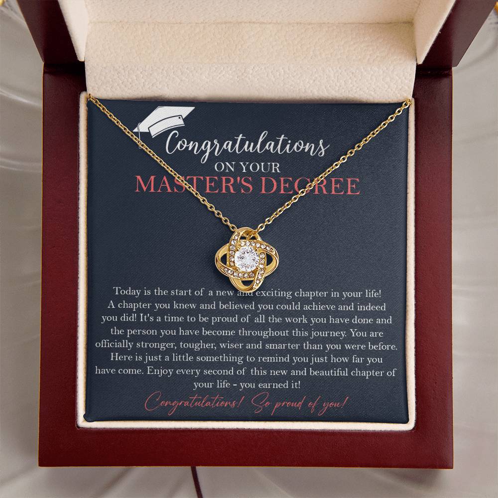 Master's Degree Graduation Gift Necklace Masters Graduation Gift Gift For Her Love Knot Necklace