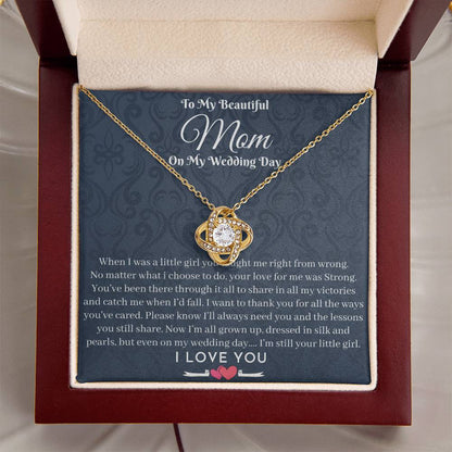 Mother Of The Bride Gift From Daughter To My Lovely Mom On My Wedding Day Necklace Gift From Bride To Mother Momm Love Knot Necklace
