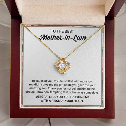 Gift For Mother-In-Law More Joy 3 Love Knot Necklace Love Knot Necklace