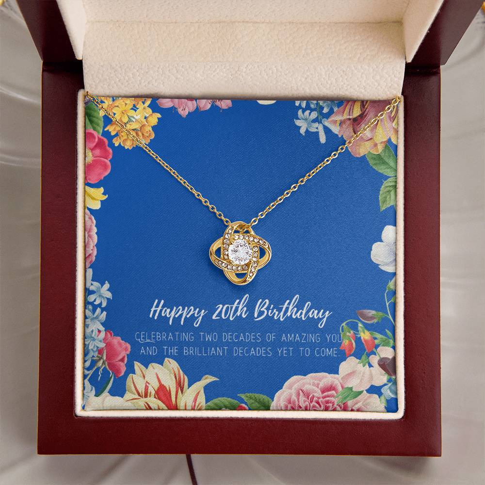 20Th Birthday Gifts For Women  Necklace For Her  2 Decade Jewelry  20 Years Old  20Th Birthday Gift Necklace  Jewelry Gift F Love Knot Necklace