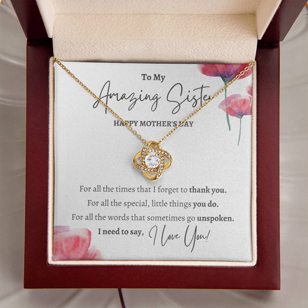 Mothers Day Gift For Sister Sister Mothers Day Gift Sister Necklace Gift On Mothers Day Sentimental Mothers Day Gift For Sister J Love Knot Necklace
