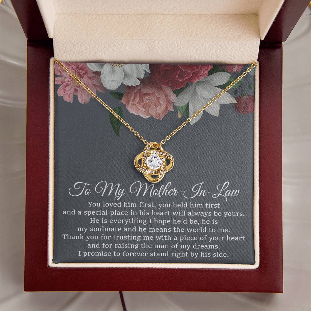 To My Mother-In-Law Necklace Mother Of The Groom Gift Mother In Law Gift From Bride Love Knot Necklace
