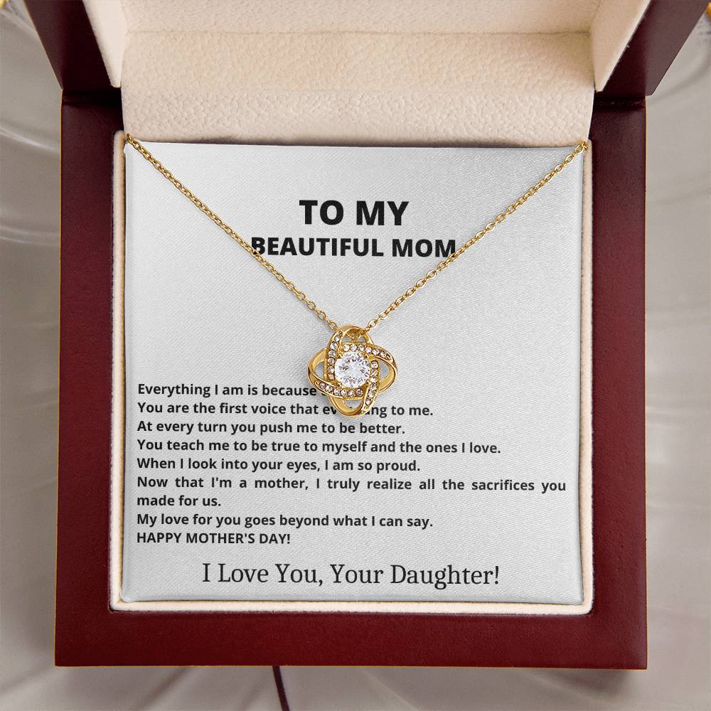 I Love You Mom Love Knot Necklace